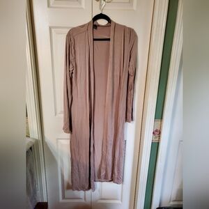 Fashion Nova- Tan Long-sleeved Jacket. Shin Length. Large.